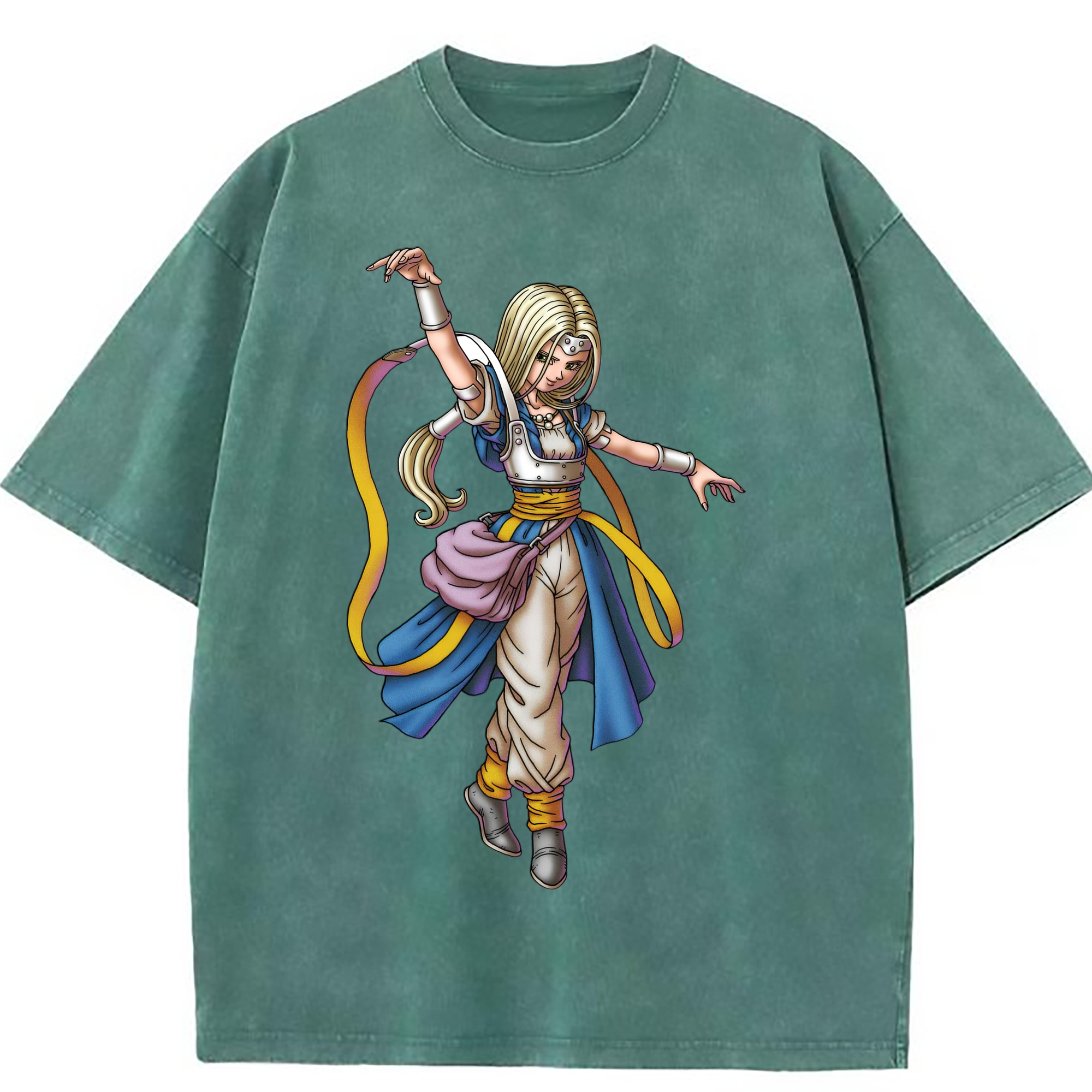 （画像用） ドラゴンクエスト Doragon Kuesuto Dragon Quest 綿100% ヴィンテージ風 半袖Tシャツ（フロントプリント）